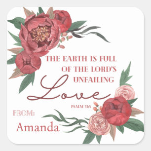 Carré Chrétien Bible Verse Sticker Aquarelle Floral