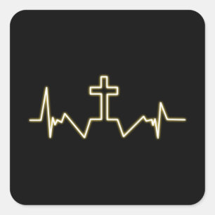 Carré Christian Sticker (carré) - Croix et Pouls