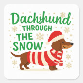 Carré Christmas Dachshund Square Sticker (Devant)
