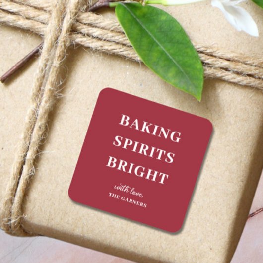 Carré Christmas Red Baking Spirits Square Sticker
