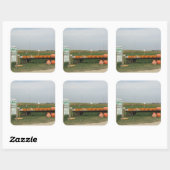 Carré Citrouille Patch Automne Automne Halloween Sticker (Feuille)