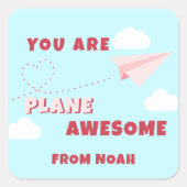 Carré Classe Valentine's Day Plane Étonnant Sticker (Devant)