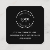 Carré Code QR Carte de visite Black Custom Logo Moderne (Devant)