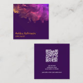 Carré Code QR Carte de visite d'aquarelle de velours abs (Devant / Derrière)