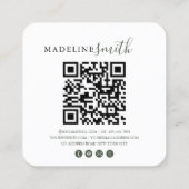 Carré Code QR de carte de visite carrée vert foncé Scrip (Dos)