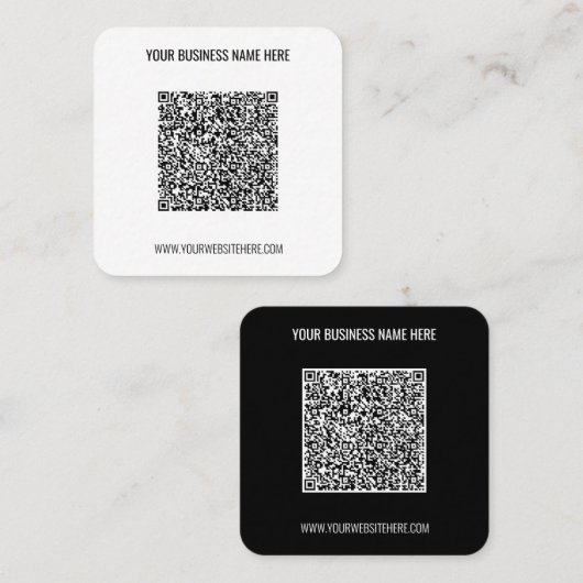 Carré Code QR et Carte de visite professionnel de texte  (Devant / Derrière)