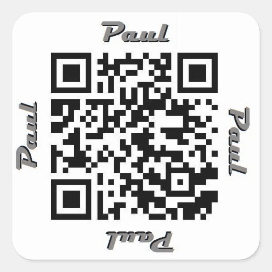 Carré Code QR Paul Sticker de NOM personnalisé (Devant)