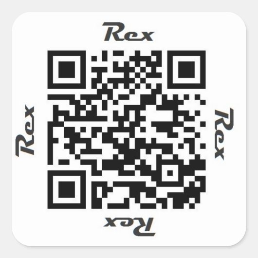 Carré Code Rex QR Sticker de NOM personnalisé (Devant)