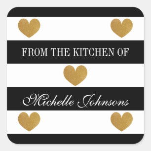 Carré Coeur d'or chic rayé Du kichen de sticker