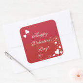 Carré Coeurs blancs sur Sticker rouge (Enveloppe)
