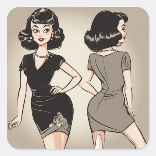 Carré Collection chic rétro LBD Sticker (Devant)