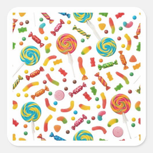 Carré Colorful Candy Pattern Background Sticker (Devant)