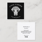 Carré Cool de la marche des chiens Carte de visite noir  (Devant / Derrière)