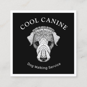 Carré Cool de la marche des chiens Carte de visite noir