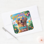 Carré Cool Golden Retriever Sticker (Enveloppe)