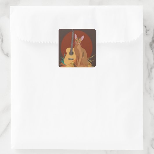 Carré Cozy Cat & Guitar Sticker (Sac)
