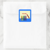 Carré Crayons Couleur Mon nom Bleu Sticker (Sac)