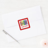 Carré Crayons Nom Modèle Crayon Sticker rouge (Enveloppe)