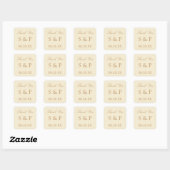 Carré Crème Beige Mariage Favoriser Merci Sticker (Feuille)