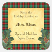 Carré Cuisine de vacances de Holly Plaid Baking Sticker (Devant)