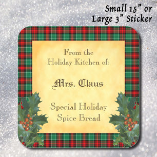 Carré Cuisine de vacances de Holly Plaid Baking Sticker