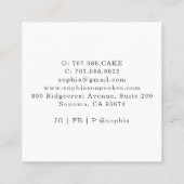 Carré Cupcake Baker Dessert Carte de visite (Dos)