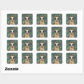 Carré Curieux Bébé Llama Sticker Drôle Alpaca (Feuille)