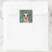 Carré Curieux Bébé Llama Sticker Drôle Alpaca (Sac)