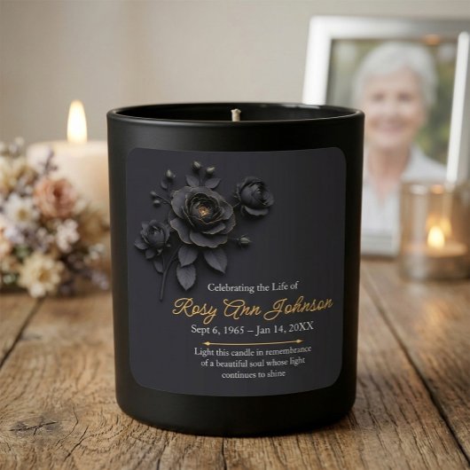 Carré Custom Black Rose Remembrance Candle Sticker