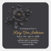 Carré Custom Black Rose Remembrance Candle Sticker (Devant)