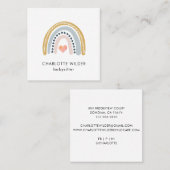 Carré Cute Boho Rainbow Babysitter Carte de visite (Devant / Derrière)