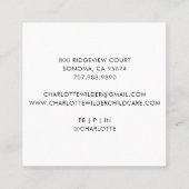 Carré Cute Boho Rainbow Babysitter Carte de visite (Dos)