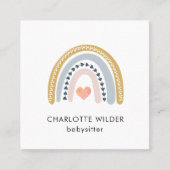 Carré Cute Boho Rainbow Babysitter Carte de visite (Devant)