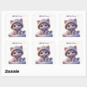 Carré Cute Cosmic Cat Sticker (Feuille)