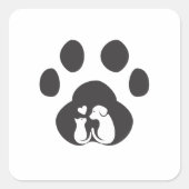 Carré Cute Dog Paw Love Sticker Sheet (Devant)