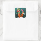 Carré Cute Fox and Cardinal Winter Sticker (Sac)