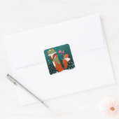 Carré Cute Fox and Cardinal Winter Sticker (Enveloppe)