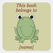 Carré Cute Frog Ce Livre Appartient À Réserver Sticker P (Devant)