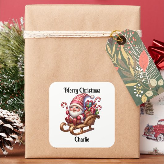 Carré Cute gnome Christmas holiday Sticker (vacances)