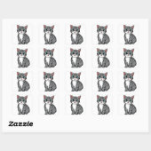Carré Cute Gray Tabby Cat Sticker – Adorable Cartoon Kit (Feuille)