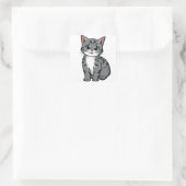 Carré Cute Gray Tabby Cat Sticker – Adorable Cartoon Kit (Sac)