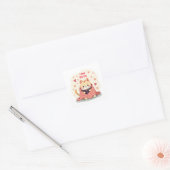 Carré Cute persian cat Sticker, reading book cat sticker (Enveloppe)