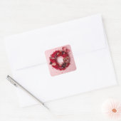 Carré Cute Red Rose Romantic Valentine Sticker Sheet  (Enveloppe)