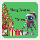 Carré cute robot Christmas holiday Sticker (Devant)
