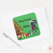 Carré cute robot Christmas holiday Sticker (Enveloppe)