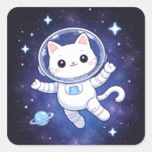 Carré Cute Space Cat Astronaut Sticker (Devant)