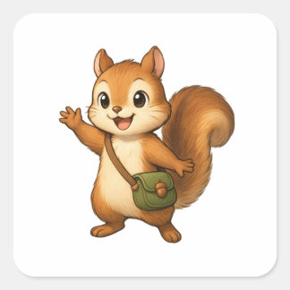 Carré Cute Squirrel Sticker – Okojo and Friends