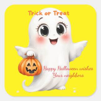 Carré Cute sticker happy Halloween with adjustable text