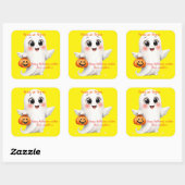 Carré Cute sticker happy Halloween with adjustable text (Feuille)