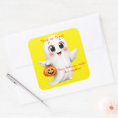 Carré Cute sticker happy Halloween with adjustable text (Enveloppe)